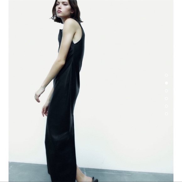 ZARA BLOGGERS FAV FAUX LEATHER MIDI DRESS - Picture 10 of 12